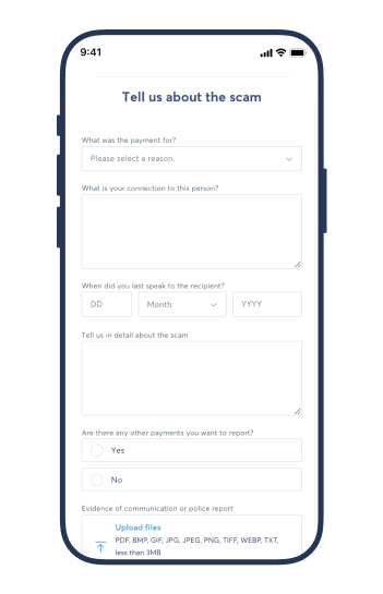 Get in touch faster if you’ve been scammed 